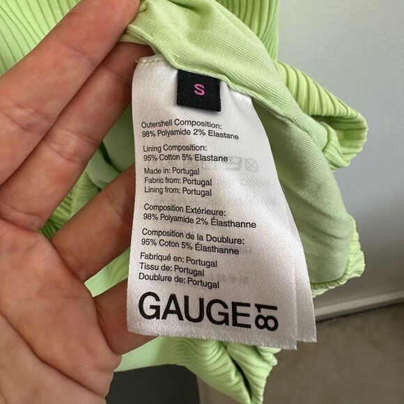 Gauge81 Erla Dress Rib Knit One Shoulder Bodycon Mini Pistachio Green Size Small - Picture 7 of 8